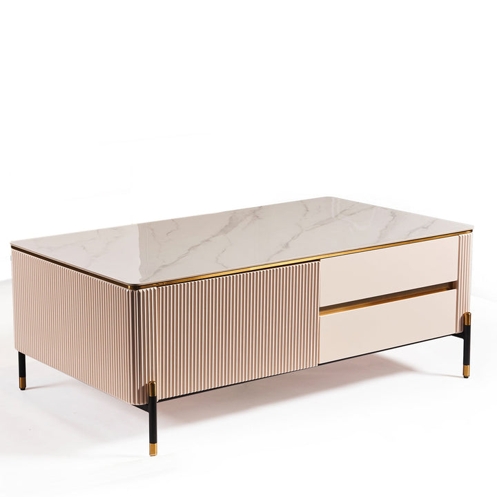 Bella Ribbed Furniture - White & Gold