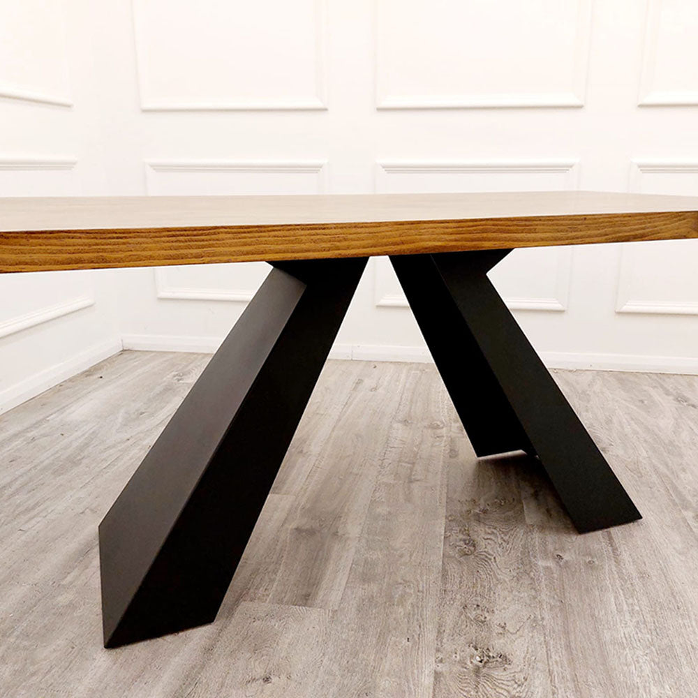 Axel 1.8 Solid Wood Dining Table, Industrial Scandinavian Style, Seats 6-8