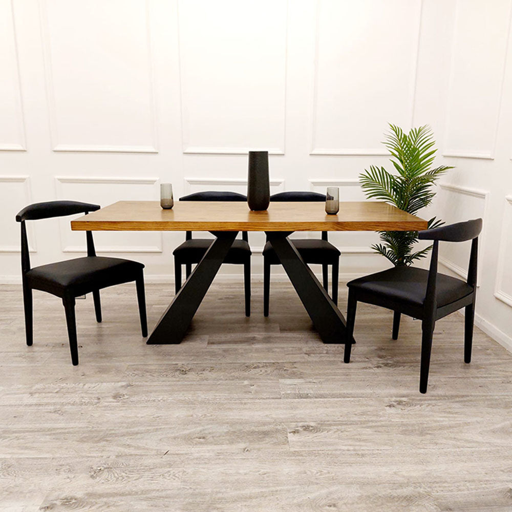 Axel 1.8 Solid Wood Dining Table, Industrial Scandinavian Style, Seats 6-8