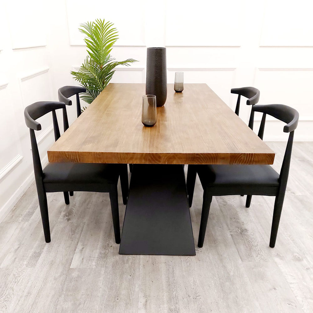 Axel 1.8 Solid Wood Dining Table, Industrial Scandinavian Style, Seats 6-8
