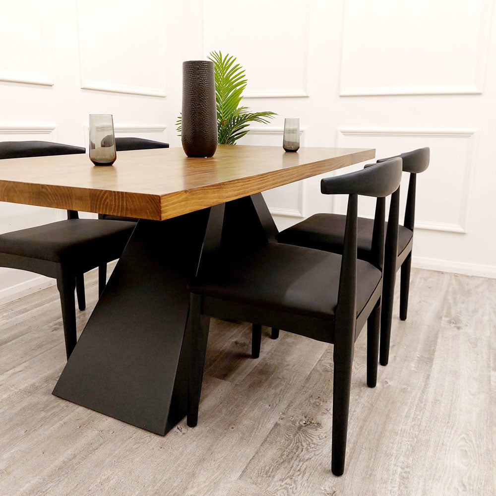 Axel 1.8 Solid Wood Dining Table, Industrial Scandinavian Style, Seats 6-8
