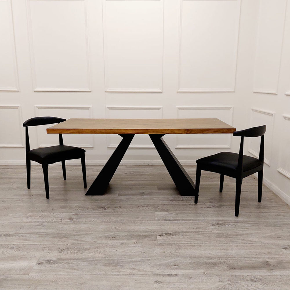 Axel 1.8 Solid Wood Dining Table, Industrial Scandinavian Style, Seats 6-8