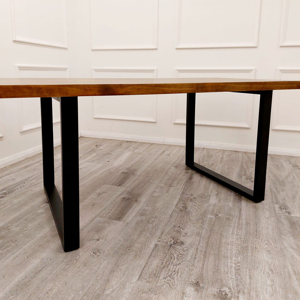 Freya 1.8M Solid Dark Pine Dining Table with Matt Black Legs