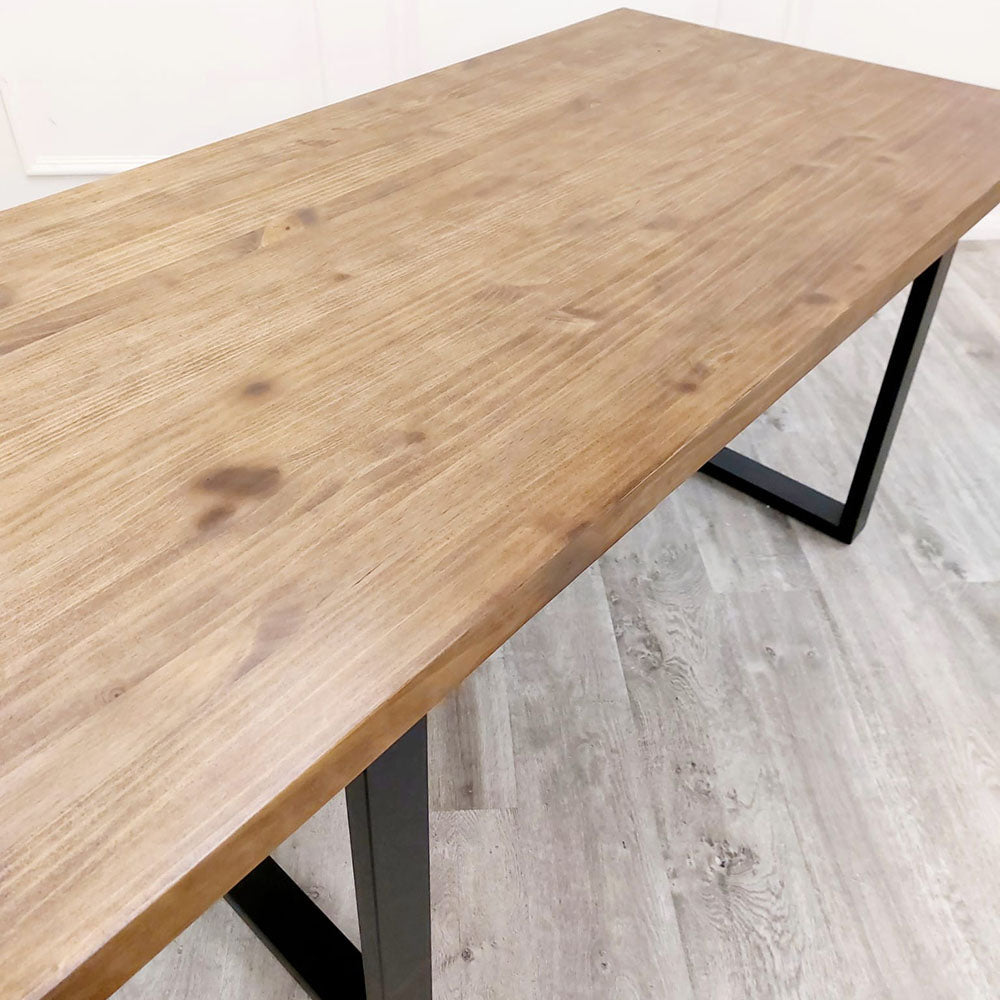 Freya 1.8M Solid Dark Pine Dining Table with Matt Black Legs