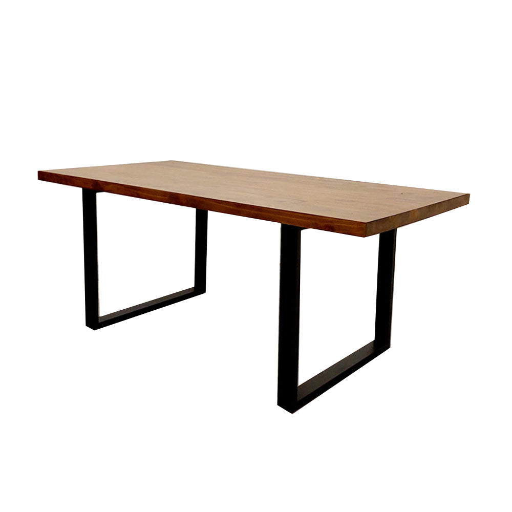 Freya 1.8M Solid Dark Pine Dining Table with Matt Black Legs