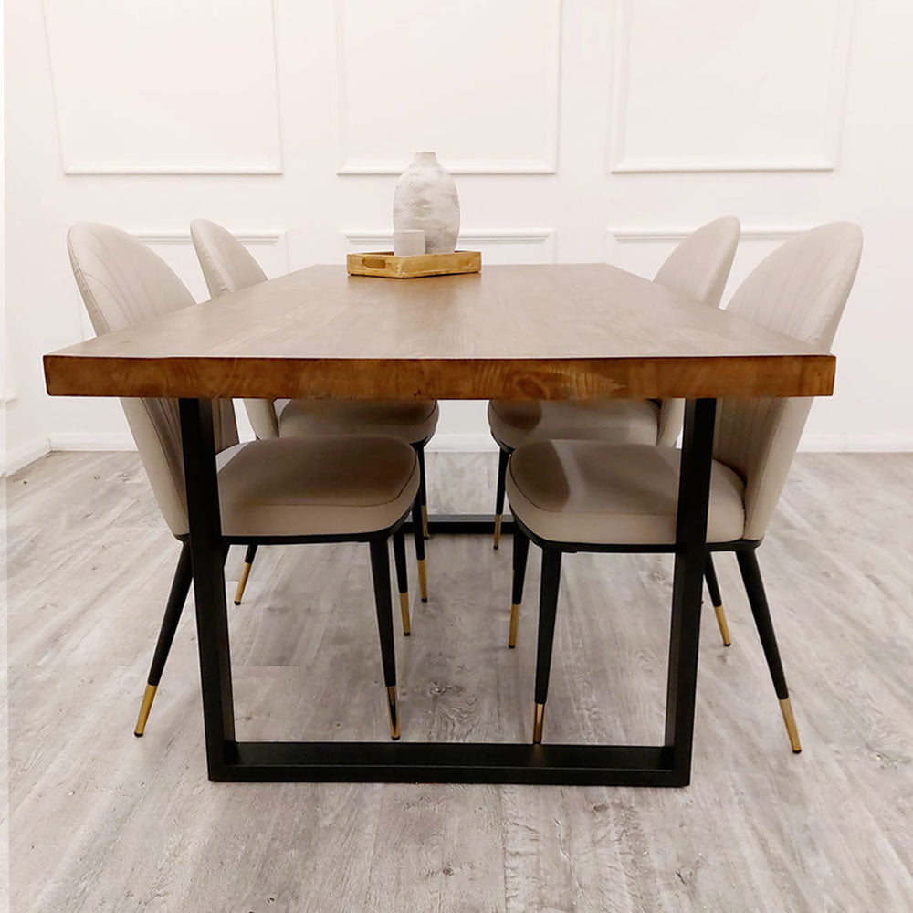 Freya 1.8M Solid Dark Pine Dining Table with Matt Black Legs