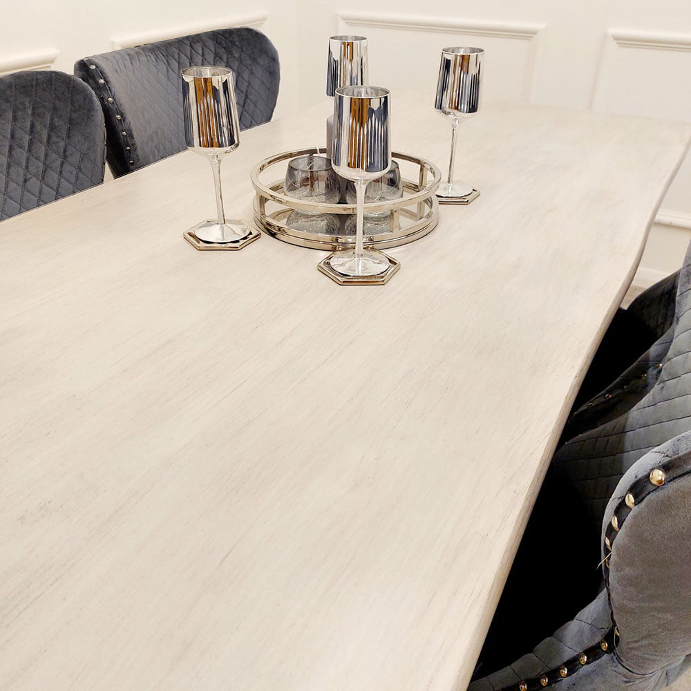 Freya 1.8 Modern Solid Pine Wood Dining Table, Chrome Metal Legs