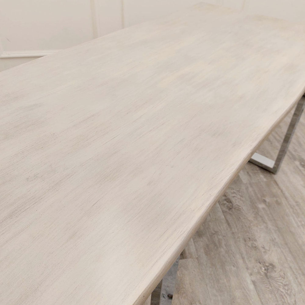 Freya 1.8 Modern Solid Pine Wood Dining Table, Chrome Metal Legs