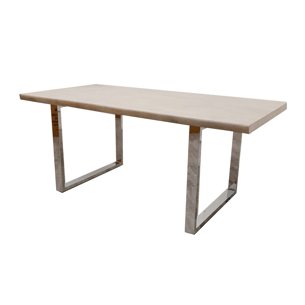 Freya 1.8 Modern Solid Pine Wood Dining Table, Chrome Metal Legs