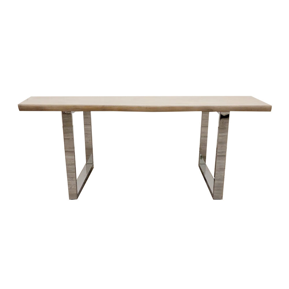 Freya 1.8 Modern Solid Pine Wood Dining Table, Chrome Metal Legs