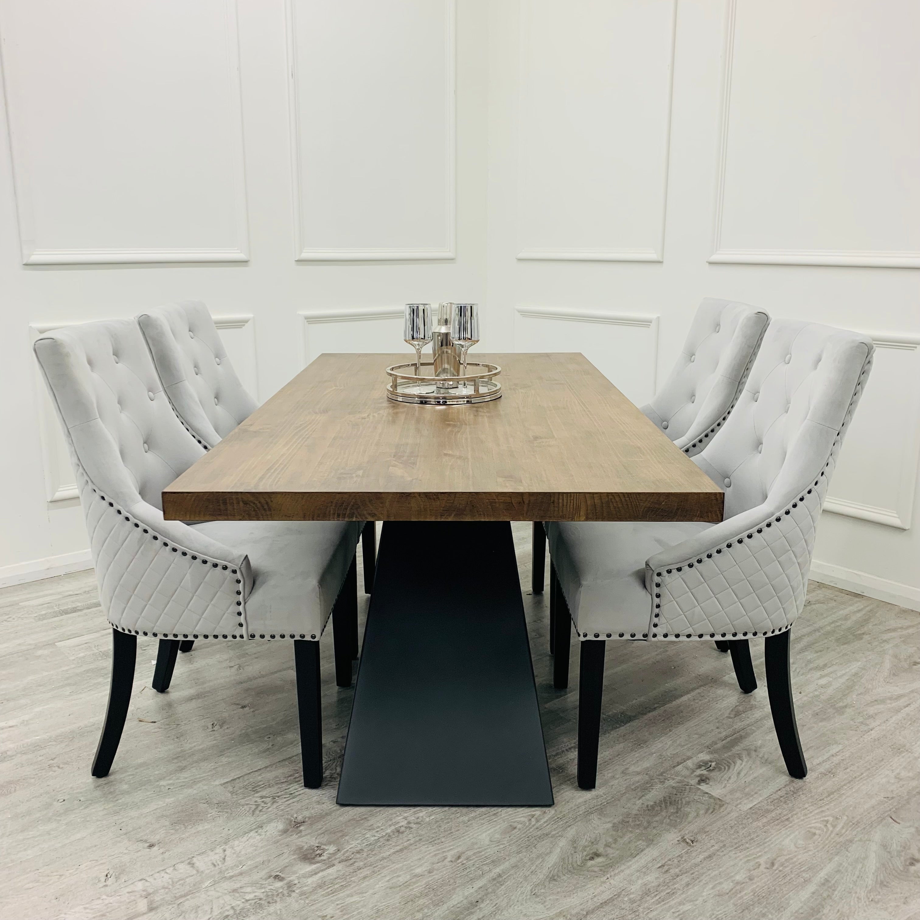 Axel 1.8 Solid Wood Dining Table, Industrial Scandinavian Style, Seats 6-8