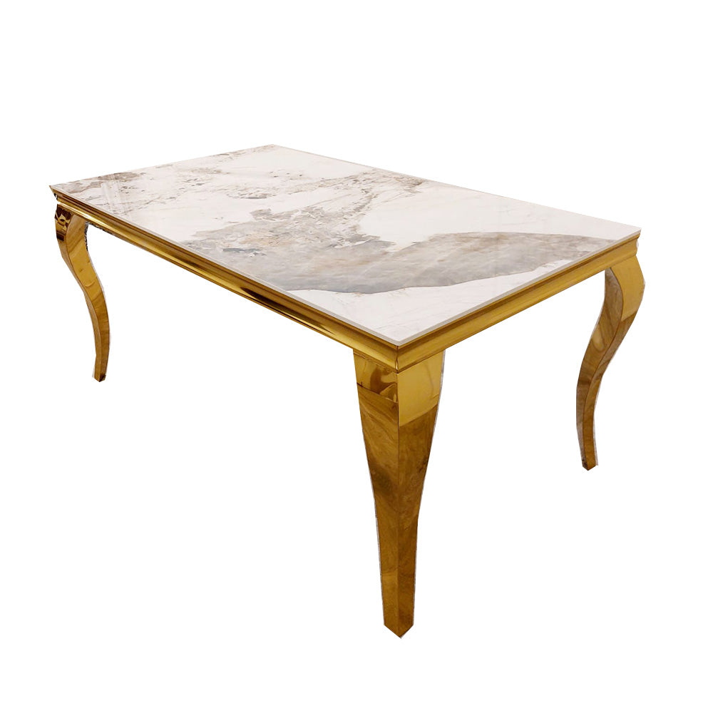 Stunning Louis Gold Dining Table: Elegant Modern Design with Premium Marble Tops