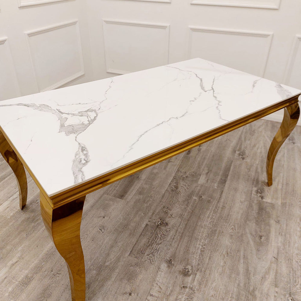Stunning Louis Gold Dining Table: Elegant Modern Design with Premium Marble Tops