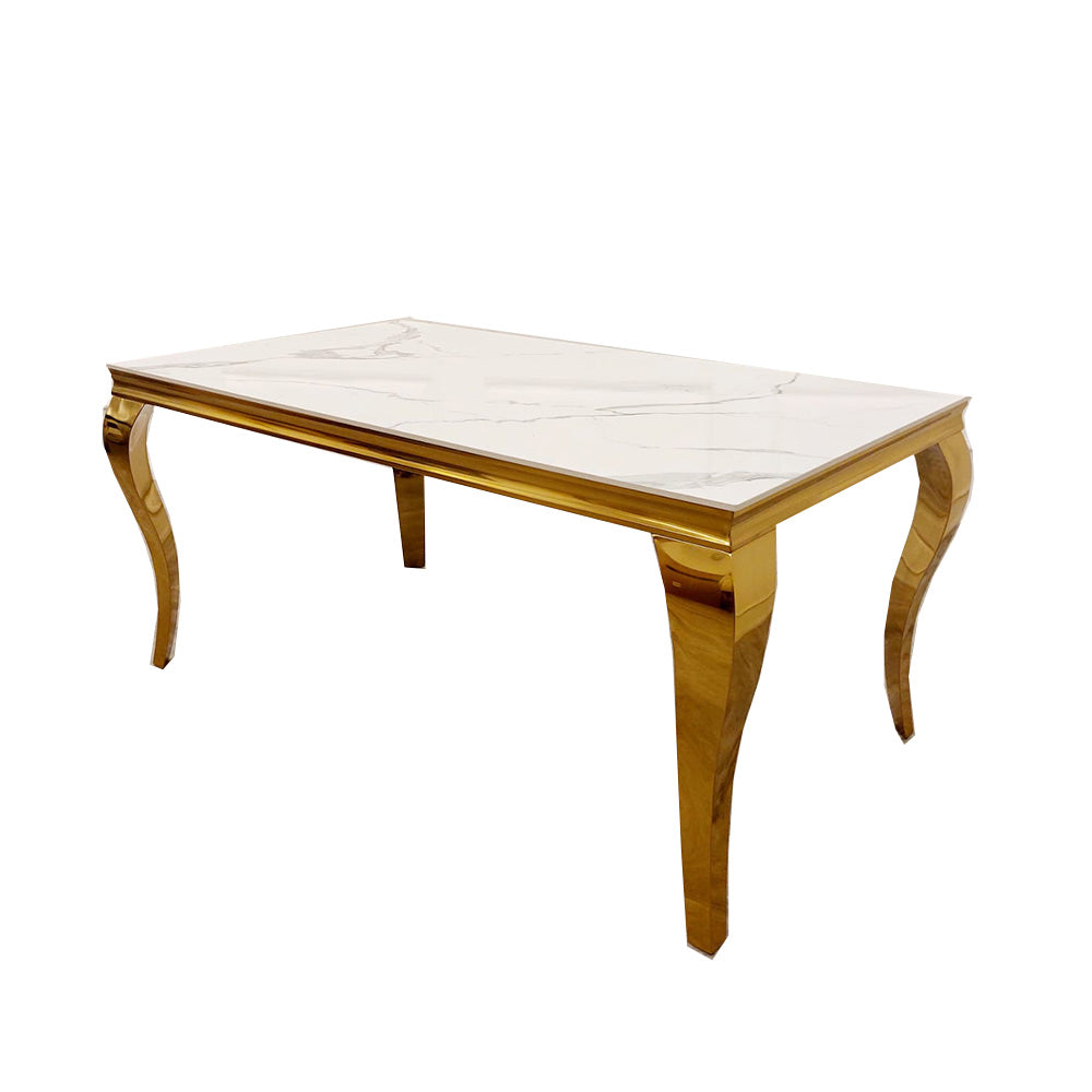 Stunning Louis Gold Dining Table: Elegant Modern Design with Premium Marble Tops