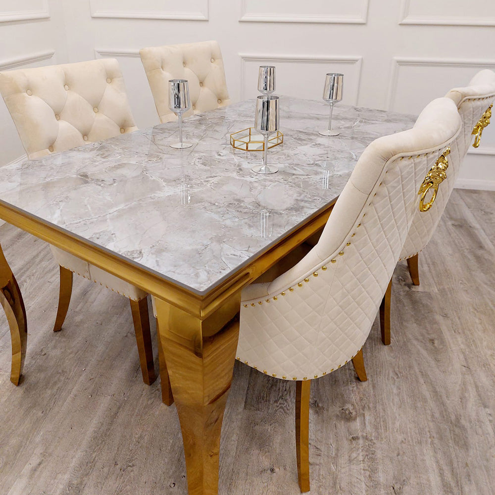 Stunning Louis Gold Dining Table: Elegant Modern Design with Premium Marble Tops