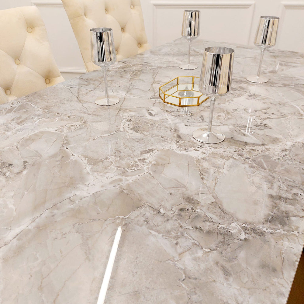 Stunning Louis Gold Dining Table: Elegant Modern Design with Premium Marble Tops