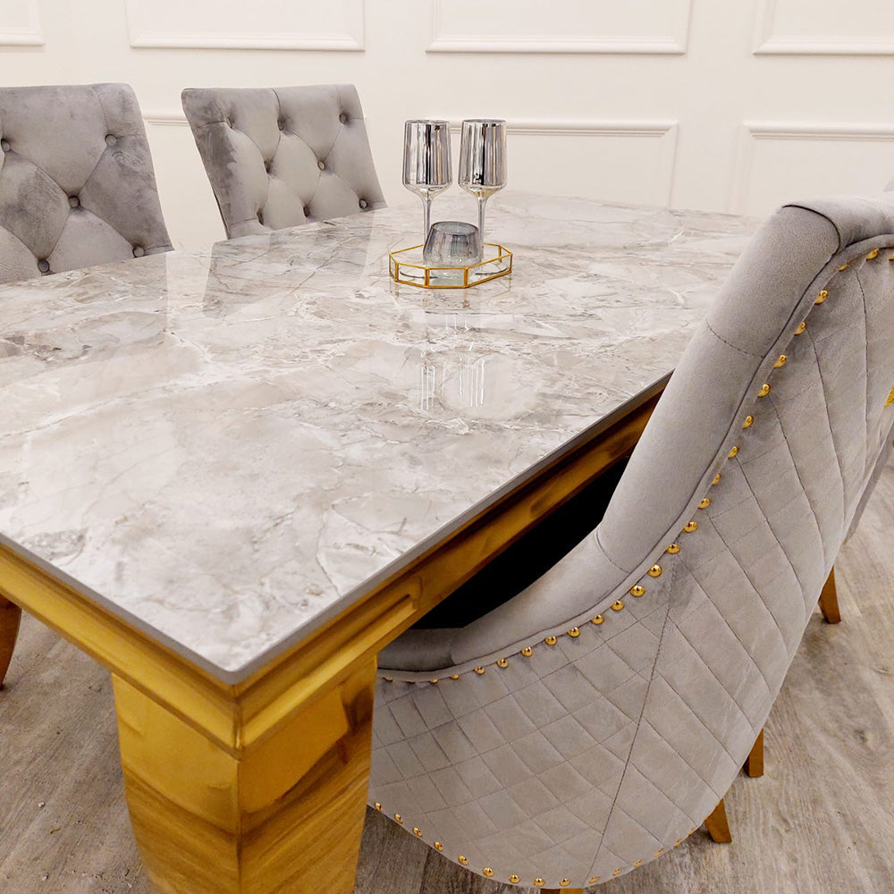 Stunning Louis Gold Dining Table: Elegant Modern Design with Premium Marble Tops