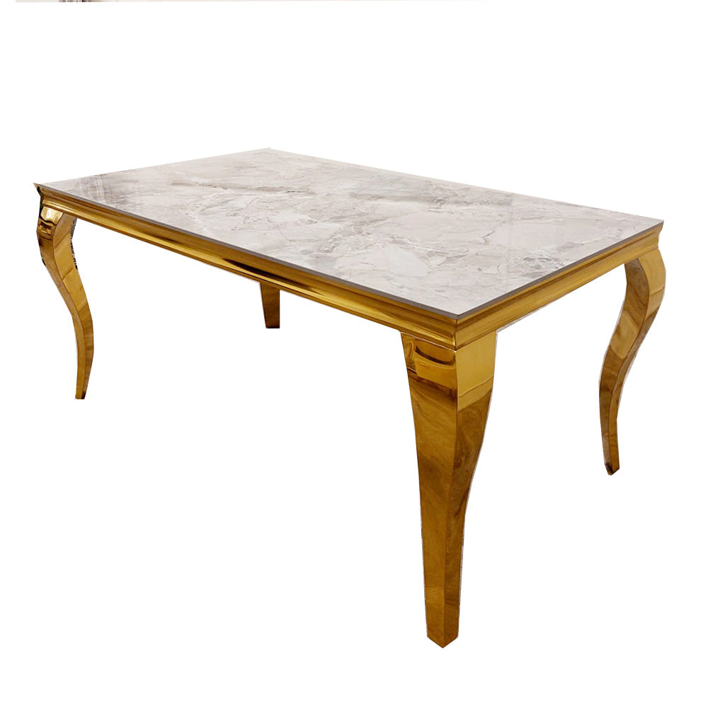 Stunning Louis Gold Dining Table: Elegant Modern Design with Premium Marble Tops