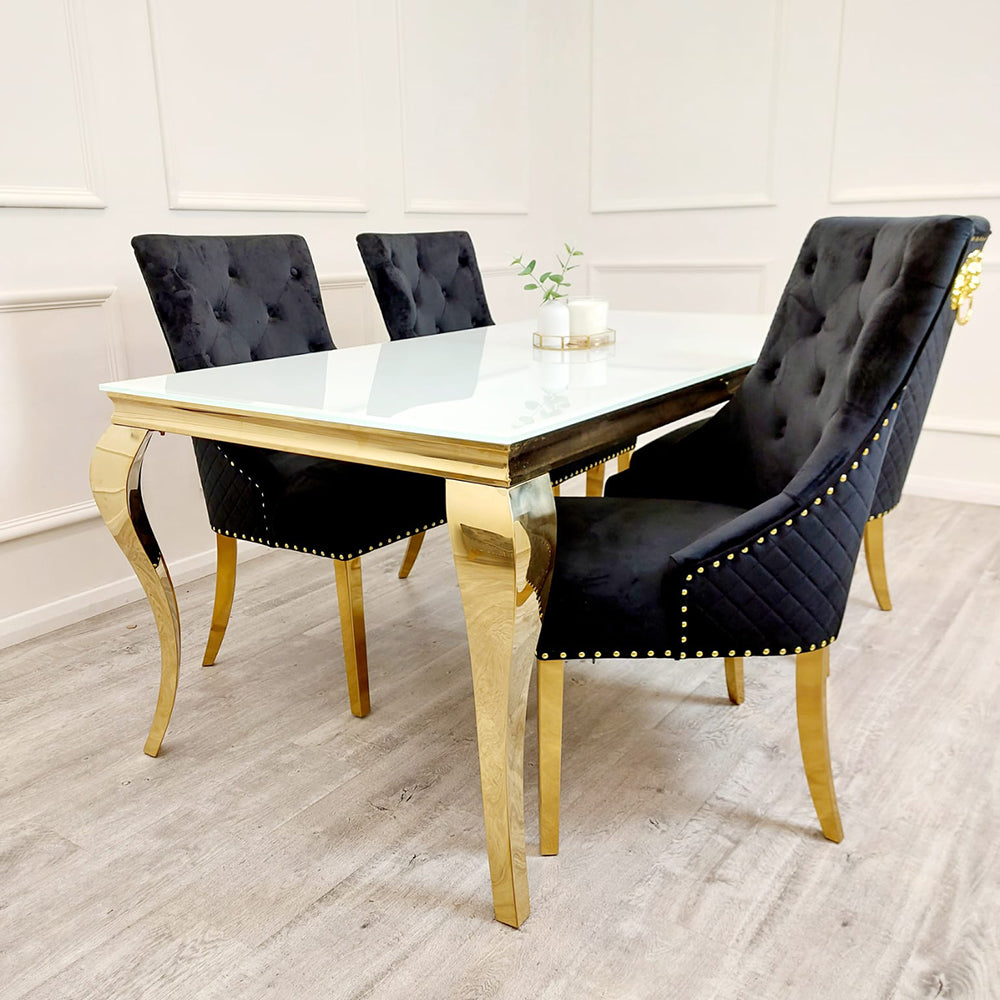 Stunning Louis Gold Dining Table: Elegant Modern Design with Premium Marble Tops