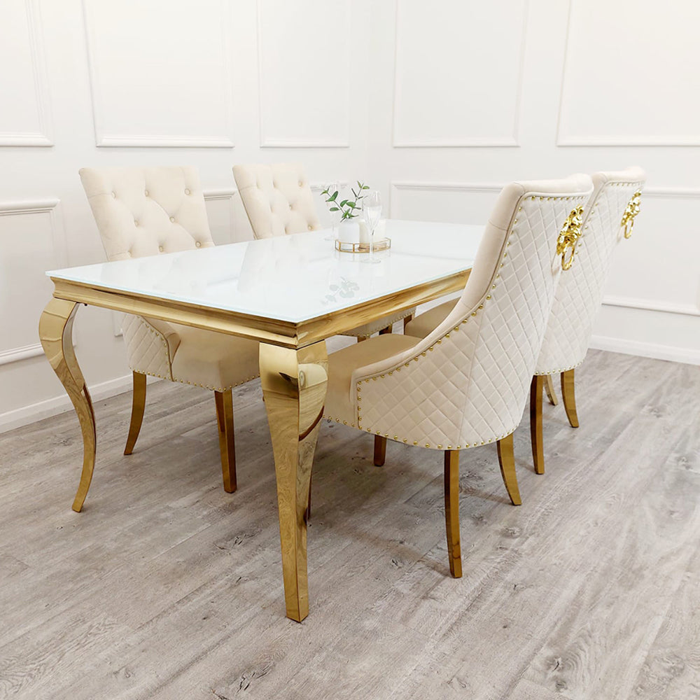 Stunning Louis Gold Dining Table: Elegant Modern Design with Premium Marble Tops