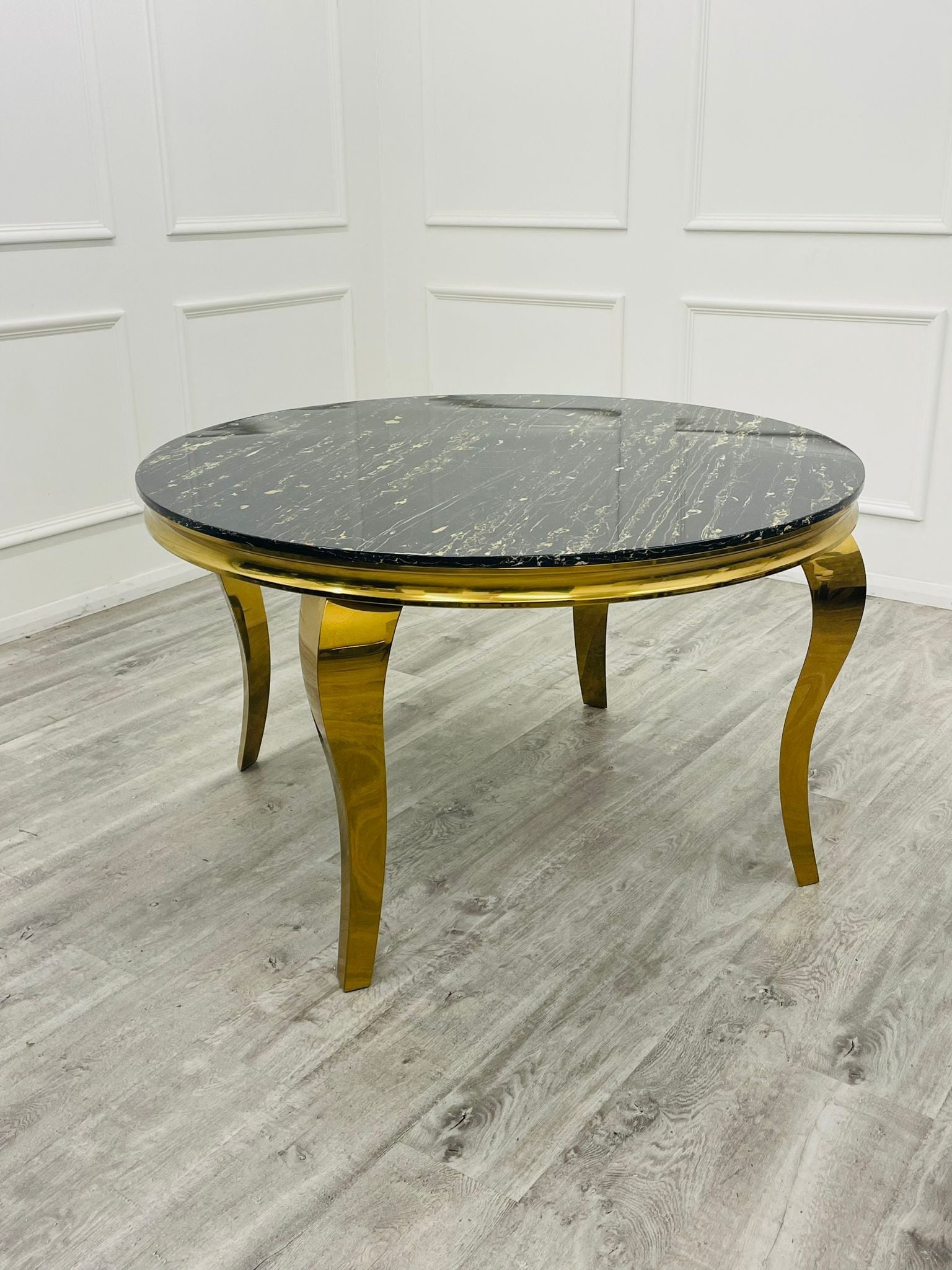 Stunning Louis Gold Dining Table: Elegant Modern Design with Premium Marble Tops