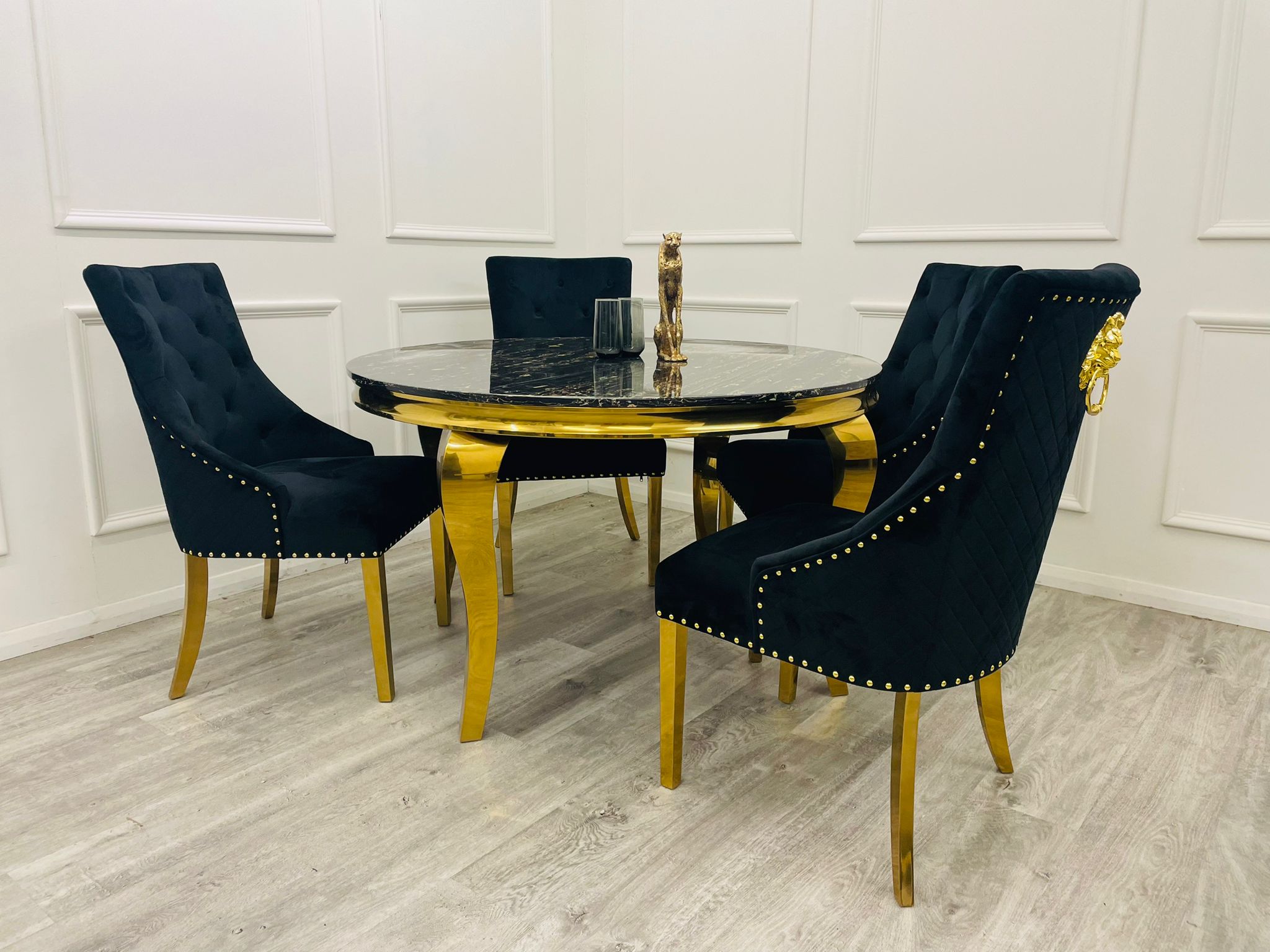Stunning Louis Gold Dining Table: Elegant Modern Design with Premium Marble Tops