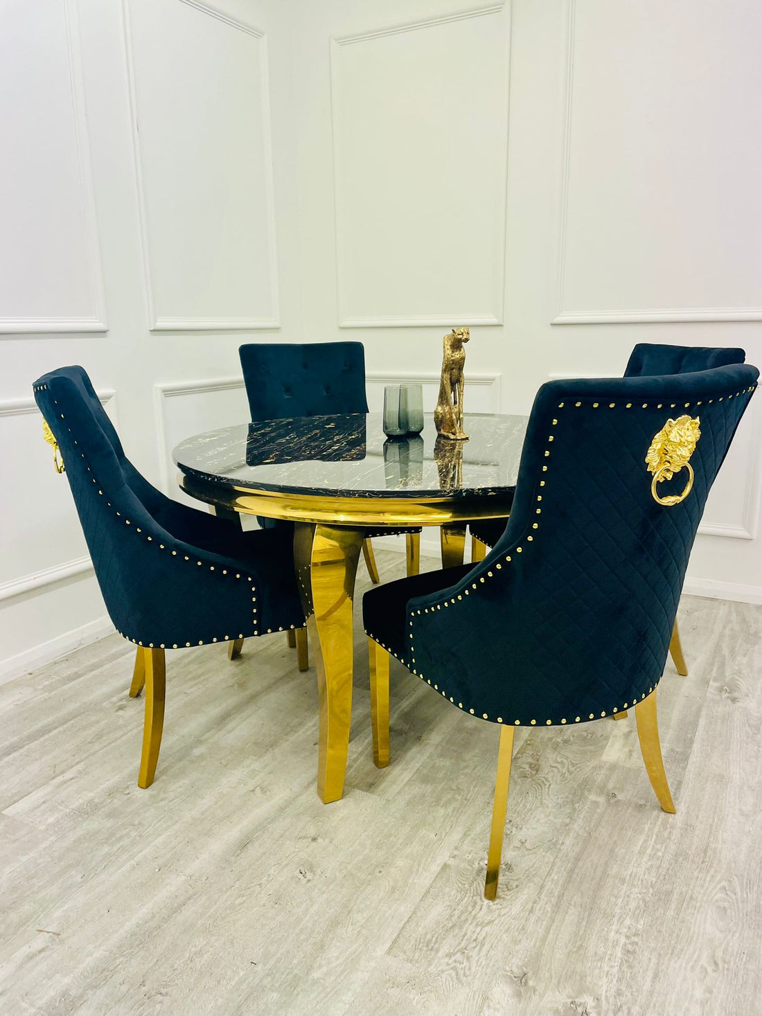 Stunning Louis Gold Dining Table: Elegant Modern Design with Premium Marble Tops
