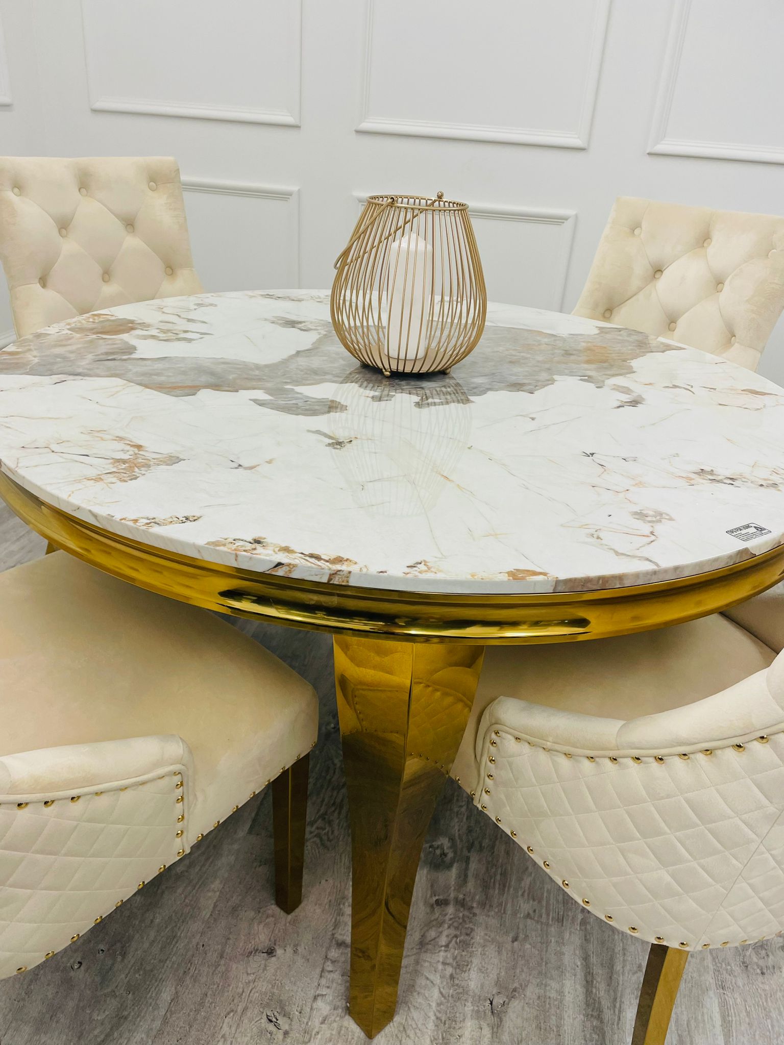 Stunning Louis Gold Dining Table: Elegant Modern Design with Premium Marble Tops