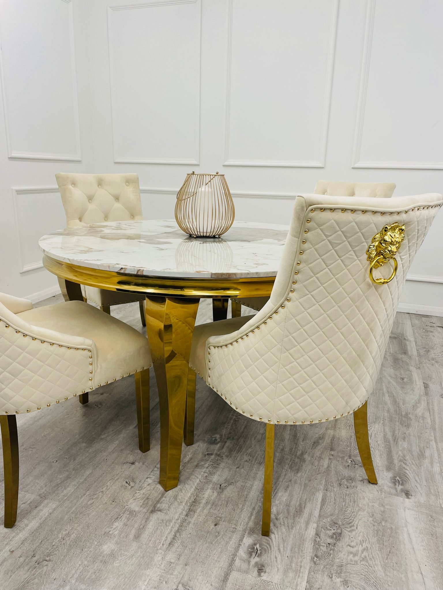 Stunning Louis Gold Dining Table: Elegant Modern Design with Premium Marble Tops