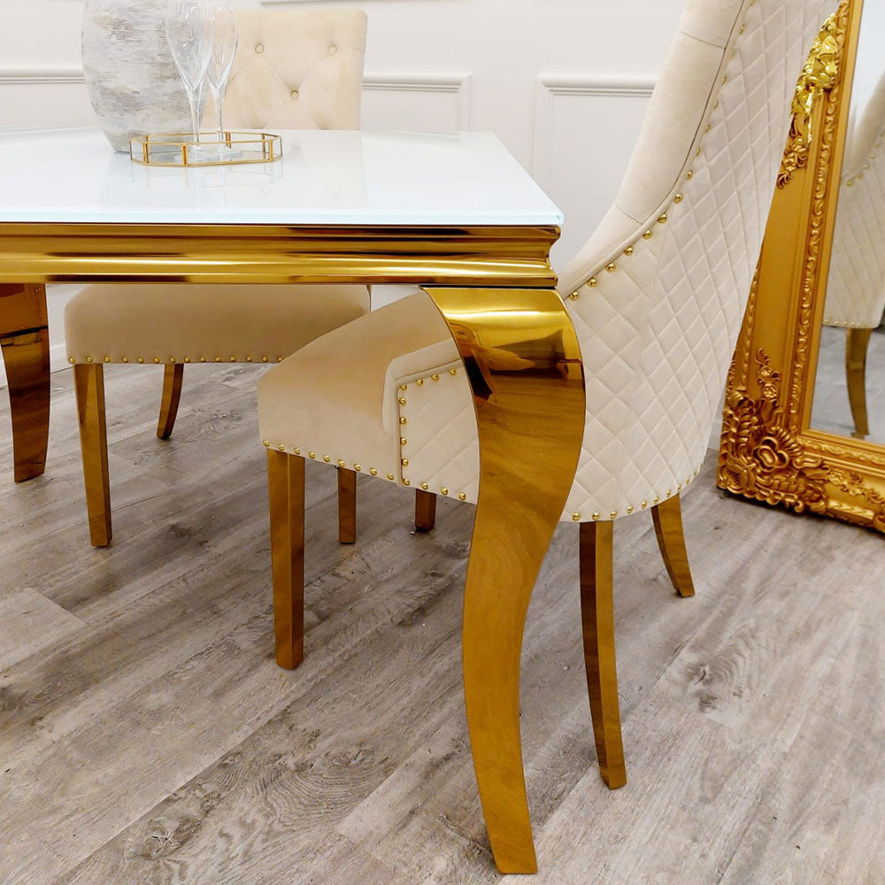 Stunning Louis Gold Dining Table: Elegant Modern Design with Premium Marble Tops