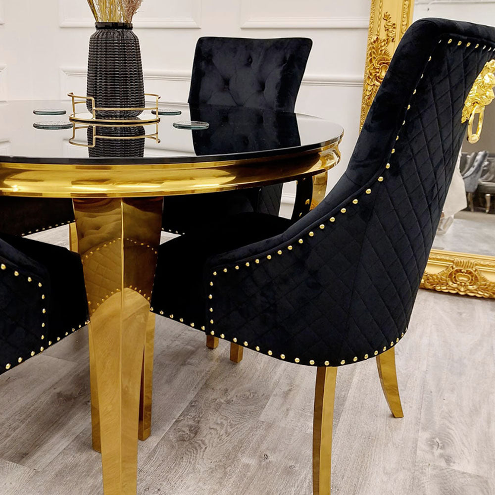 Stunning Louis Gold Dining Table: Elegant Modern Design with Premium Marble Tops