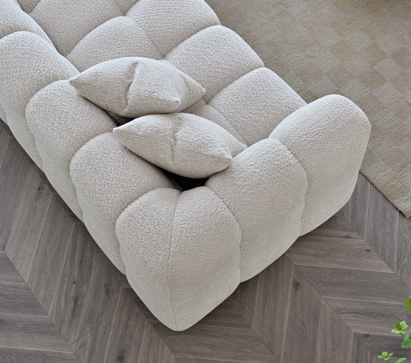 Aluxo Tribeca Sofa Range in Oatmeal Boucle Fabric