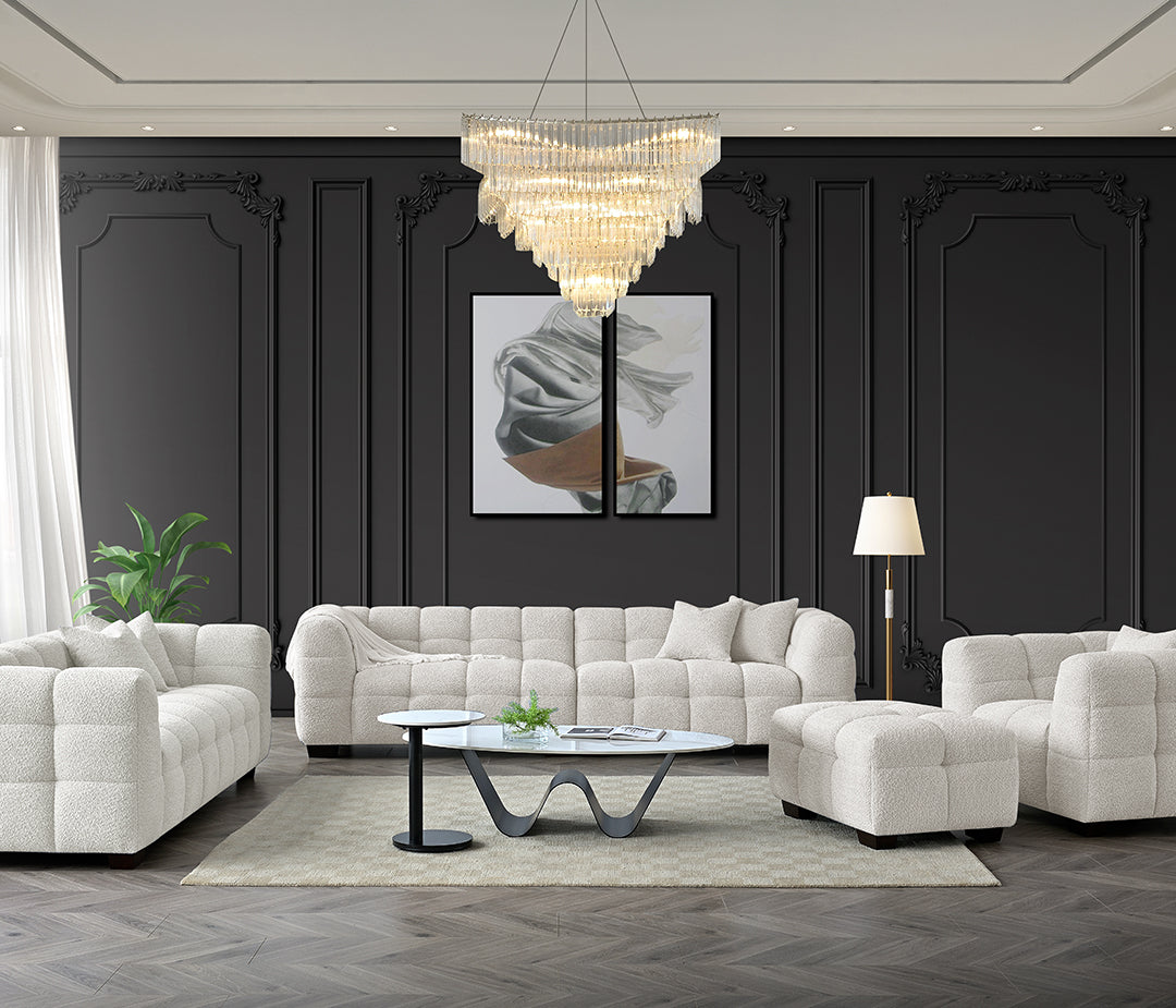 Aluxo Tribeca Sofa Range in Oatmeal Boucle Fabric