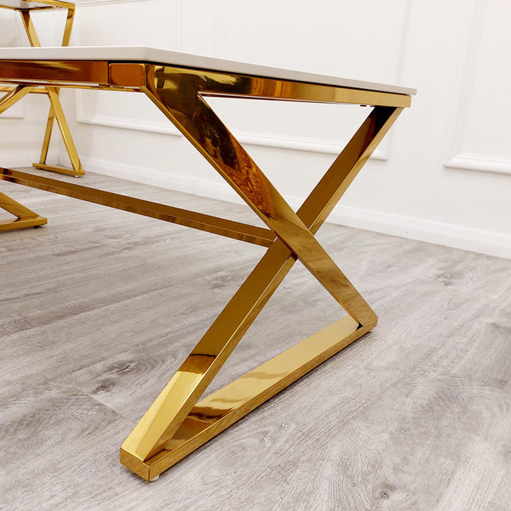 **PROMO** Zion Gold Coffee Table with Polar White Sintered Top