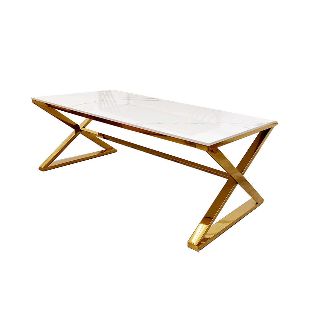 **PROMO** Zion Gold Coffee Table with Polar White Sintered Top