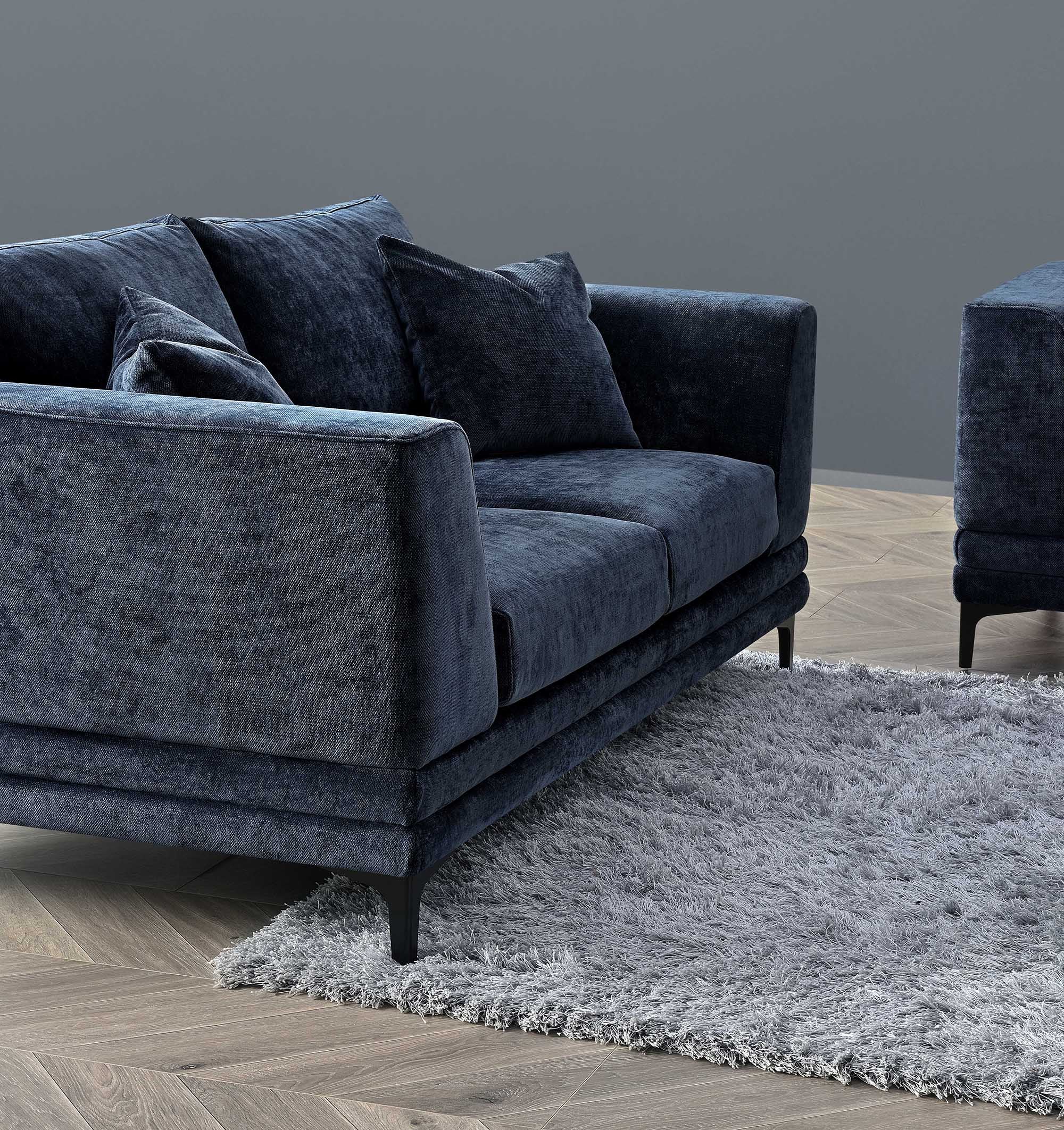 Aluxo Lenox Sofa Range in Aegean Blue Velvet